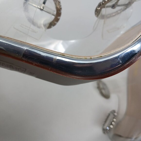Azalea Wang DARBY Clear Pointed Toe Heels With Rhinestone Buckles Size 8 - Picture 11 of 14